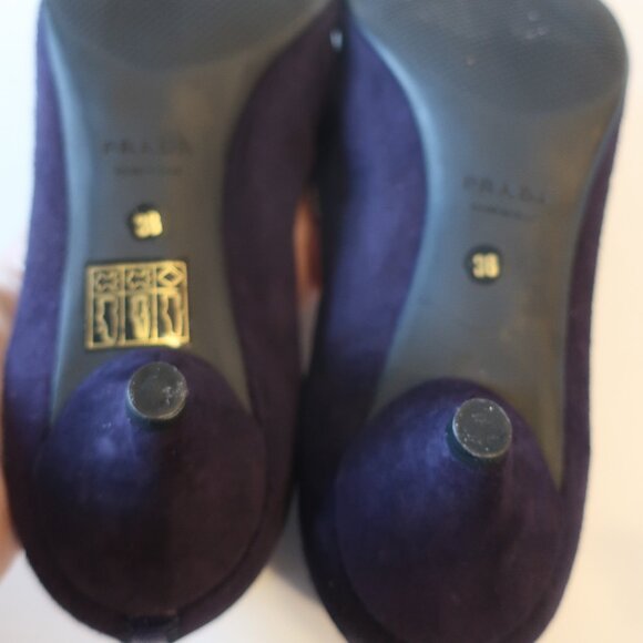 Womens Prada Purple Suede Kitten Heel Pumps 36 US/6 * - Picture 10 of 11